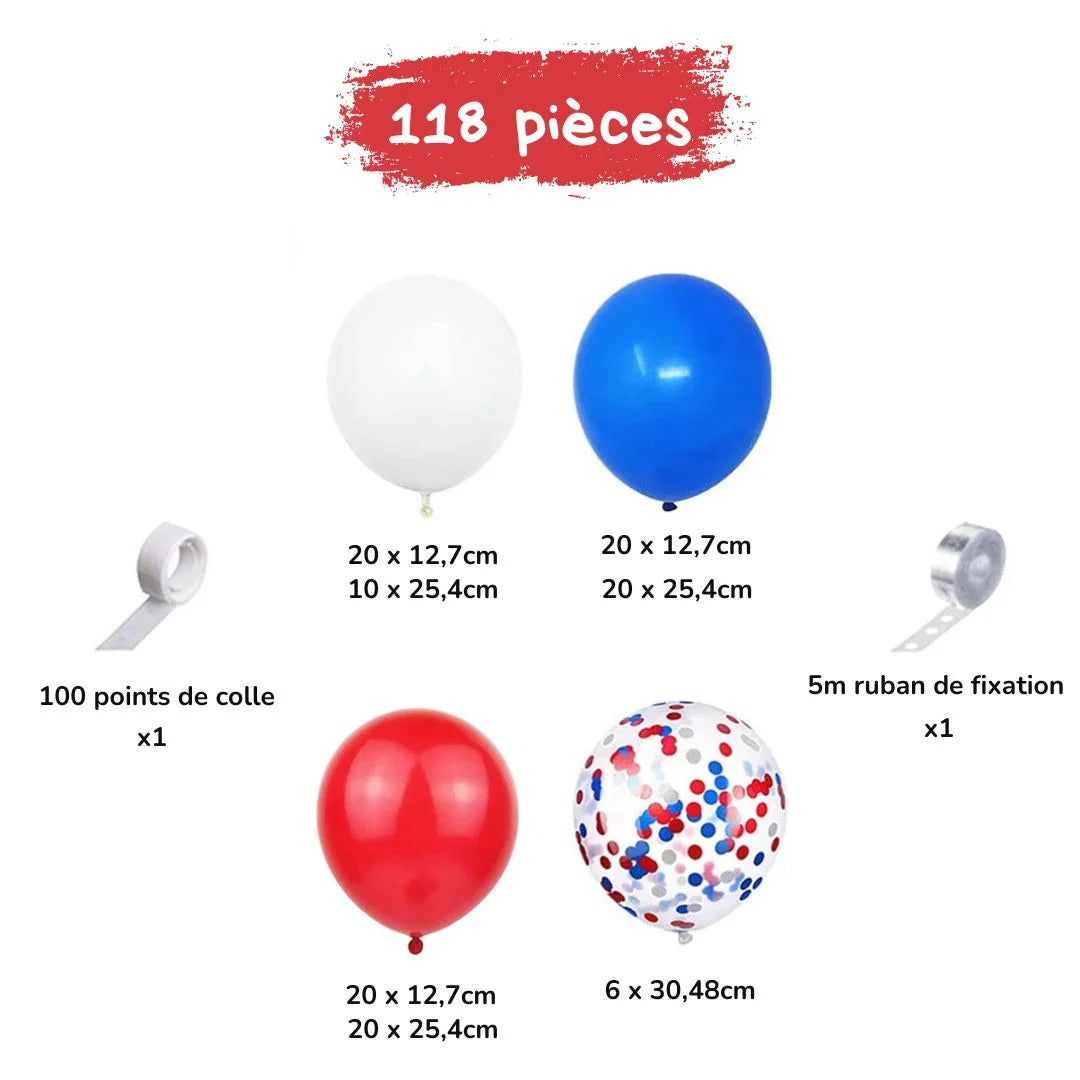 Arche de ballon bleu blanc rouge