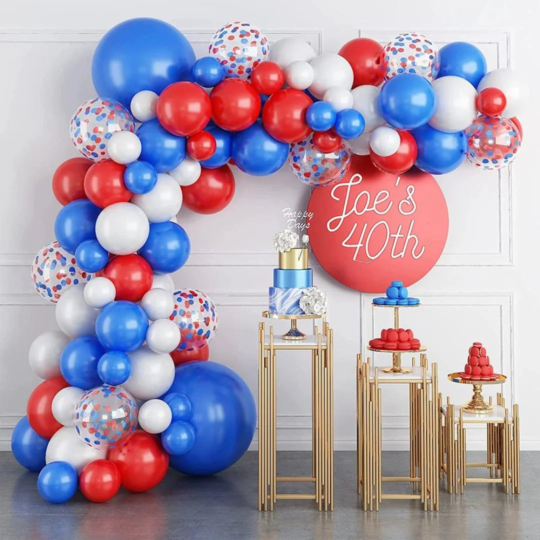 Arche de ballon bleu blanc rouge