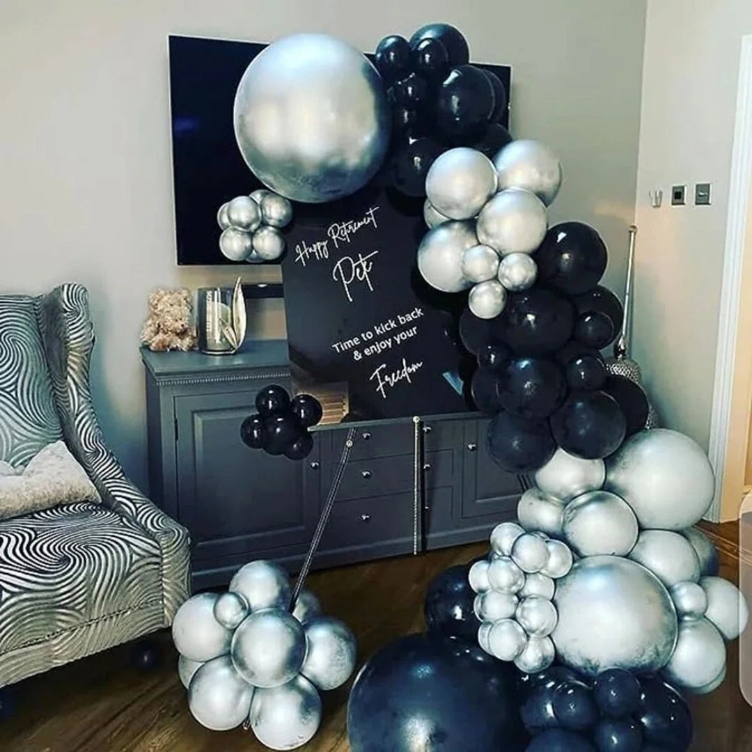 Arche de ballon noir et argent