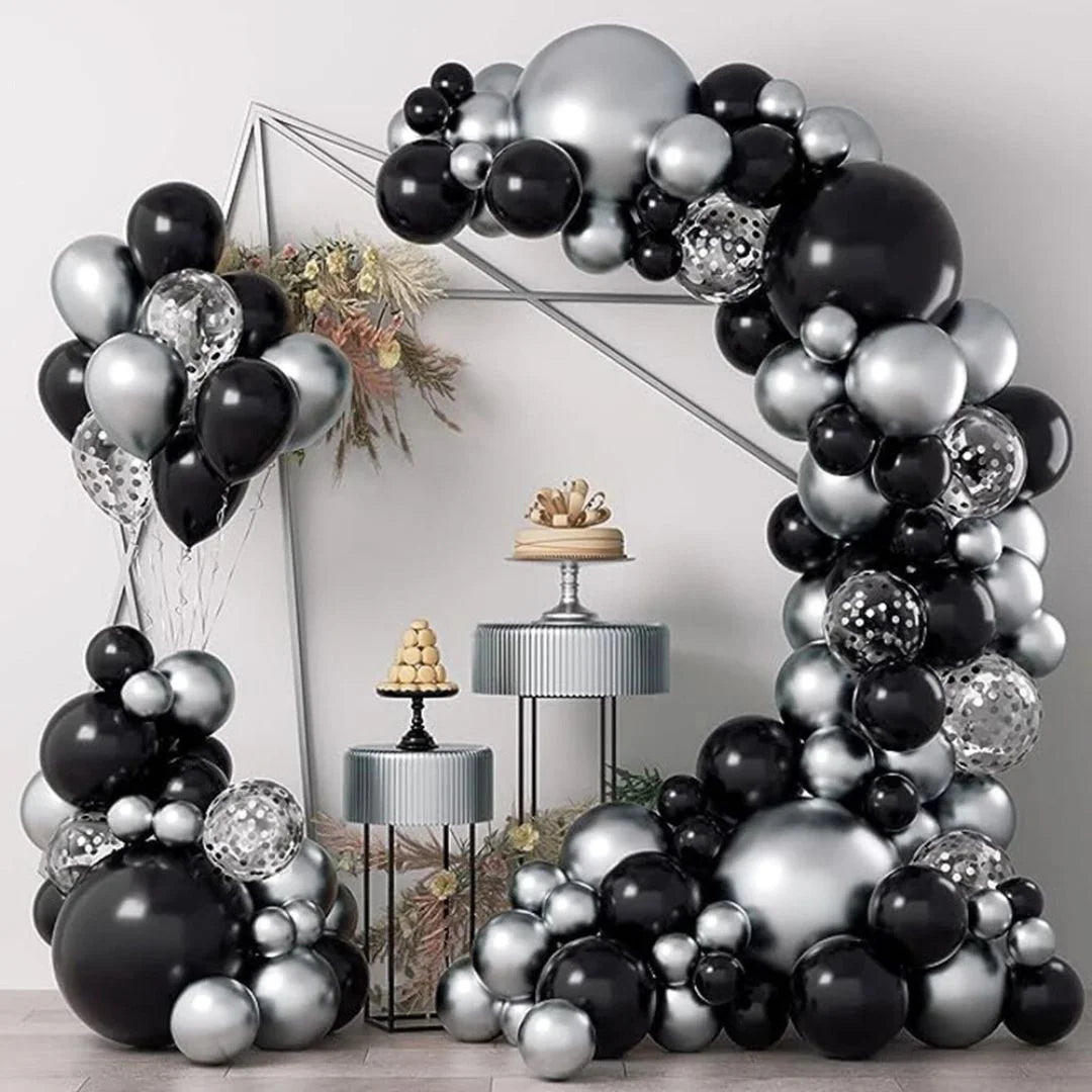 Arche de ballon noir et argent