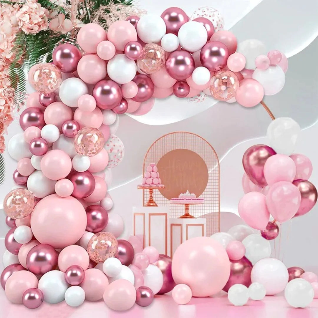 Arche de ballon rose et blanc