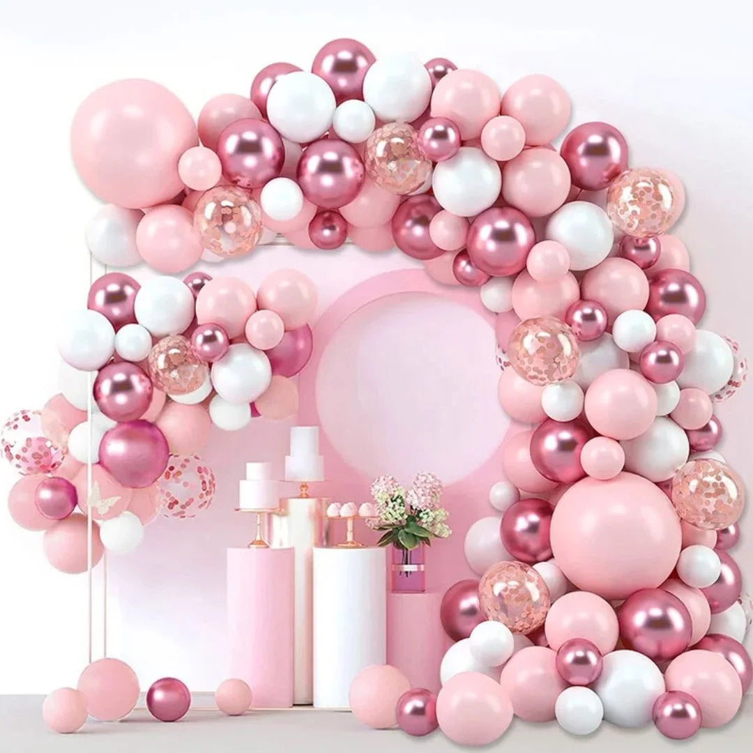 Arche de ballon rose et blanc